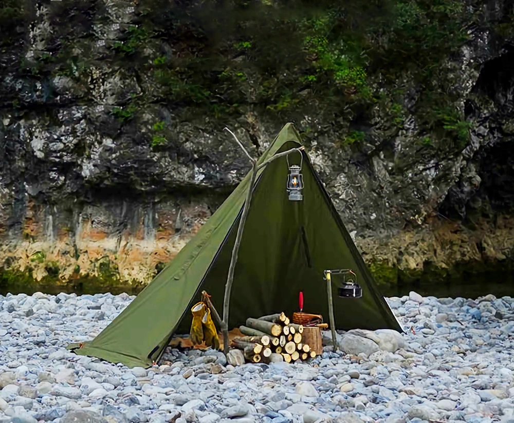 Stil på campingtelt.
